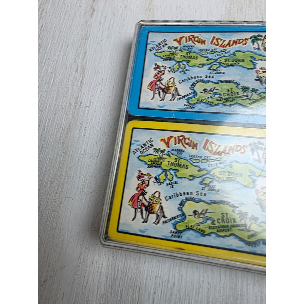 Vintage Virgin Islands Souvenir Playing Cards Double Deck Map Art Retro Travel